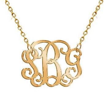 Monogram Necklace Hand Made Custom Acrylic Gold Mirror on Luulla