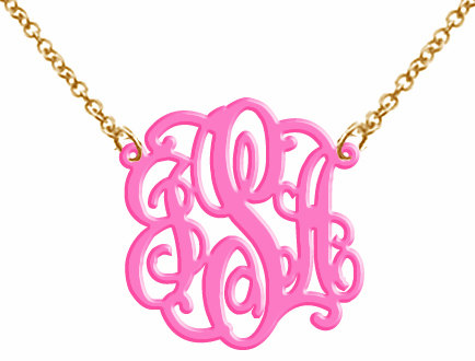 Monogram Acrylic Necklace Hot Pink on Luulla